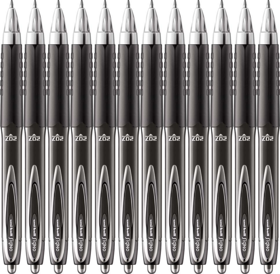 12x Długopis żelowy automatyczny Uni, Uni-ball Signo UMN-207, 0.7mm, czarny