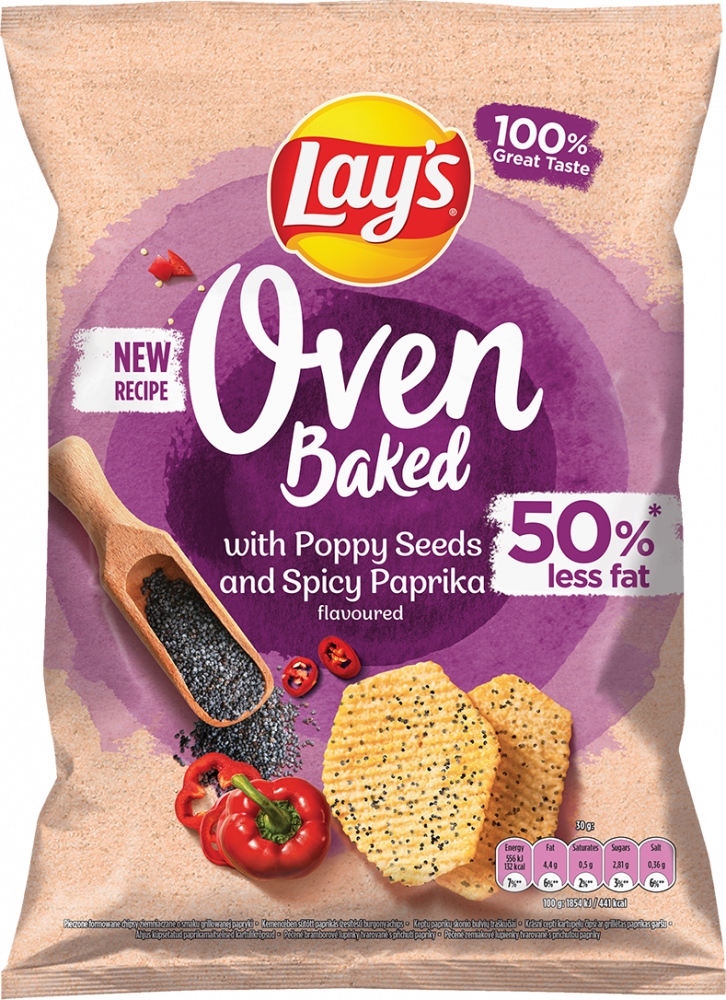 Outlet: WAŻNY DO 2025-06-15 Chipsy Lay's Oven Baked Poppy Seeds and Spicy Paprika, z makiem, ostra papryka, 110g