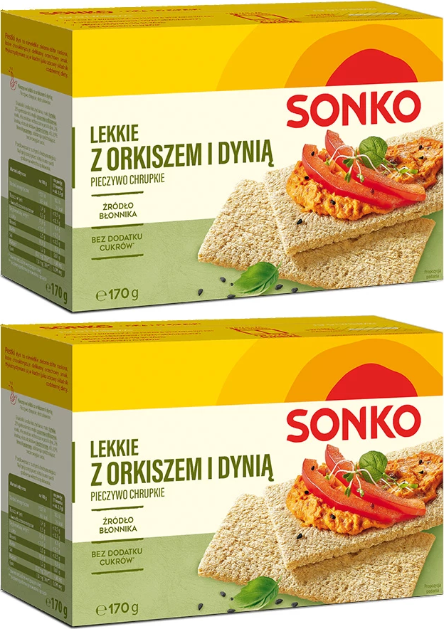 2x Pieczywo lekkie Sonko, z orkiszem i dynią, 170g