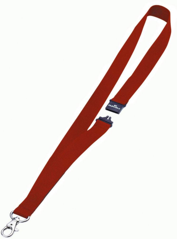Taśma tekstylna z karabińczykiem Durable, 2x44cm, 10 sztuk, czerwony