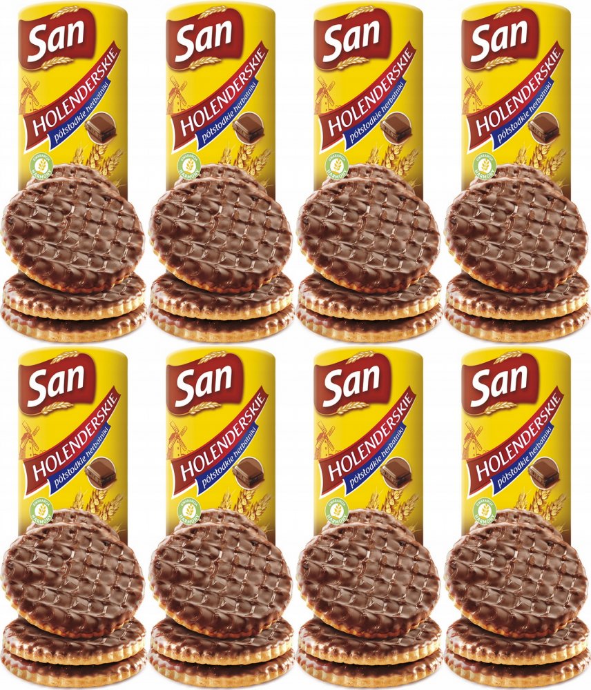 8x Ciastka San Łakotki Holenderskie z czekoladą, 170g