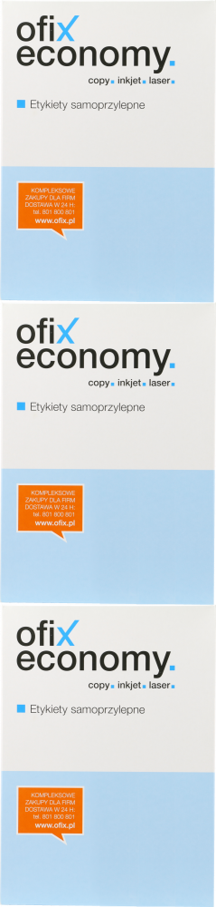 3x Etykiety samoprzylepne Ofix Economy, 52.5x21.2mm, 100 arkuszy, biały