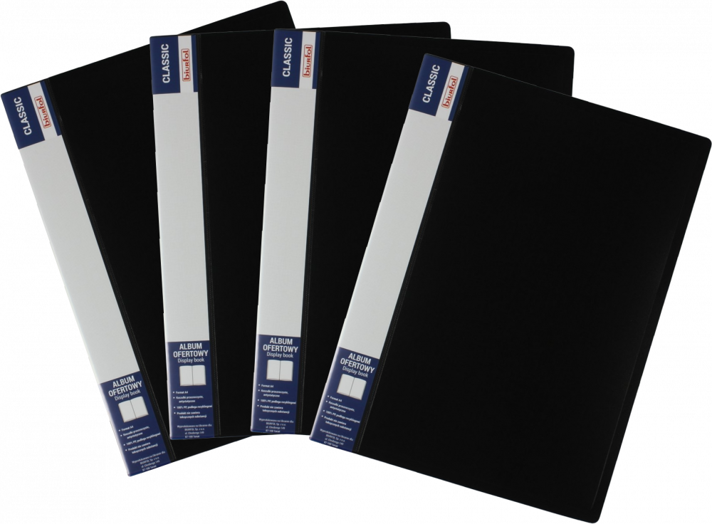 4x Album ofertowy Biurfol Classic, A4, 40 koszulek, czarny
