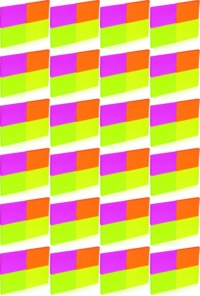 24x Karteczki samoprzylepne Donau, 38x51mm, 200 karteczek, mix kolorów neonowych