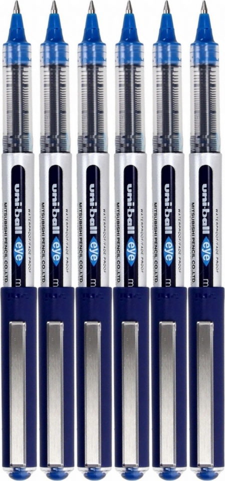 6x Pióro kulkowe Uni, UB-150, 0.5mm, niebieski