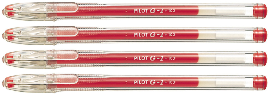 4x Długopis żelowy Pilot, G1, 0.5mm, czerwony