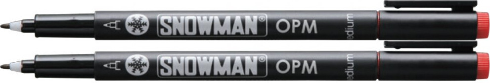 2x Foliopis permanentny Snowman OPM, średni, okrągła, 1mm, czerwony