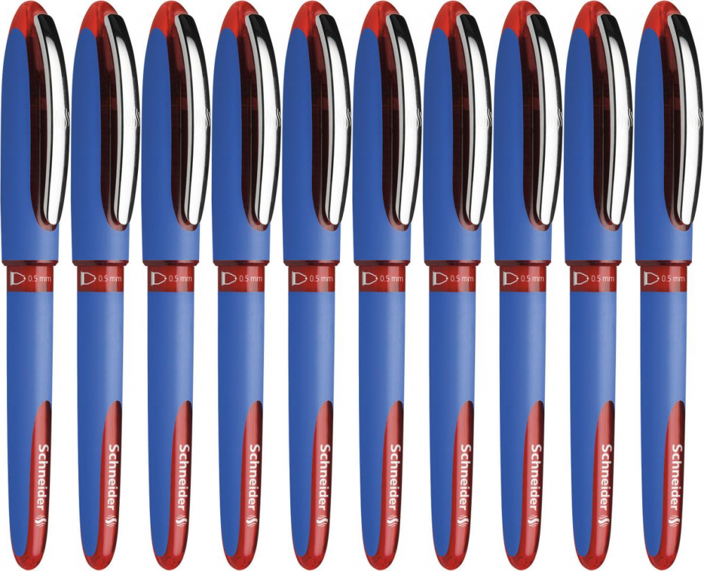 10x Pióro kulkowe Schneider One Hybrid C, 0.5 mm, czerwony