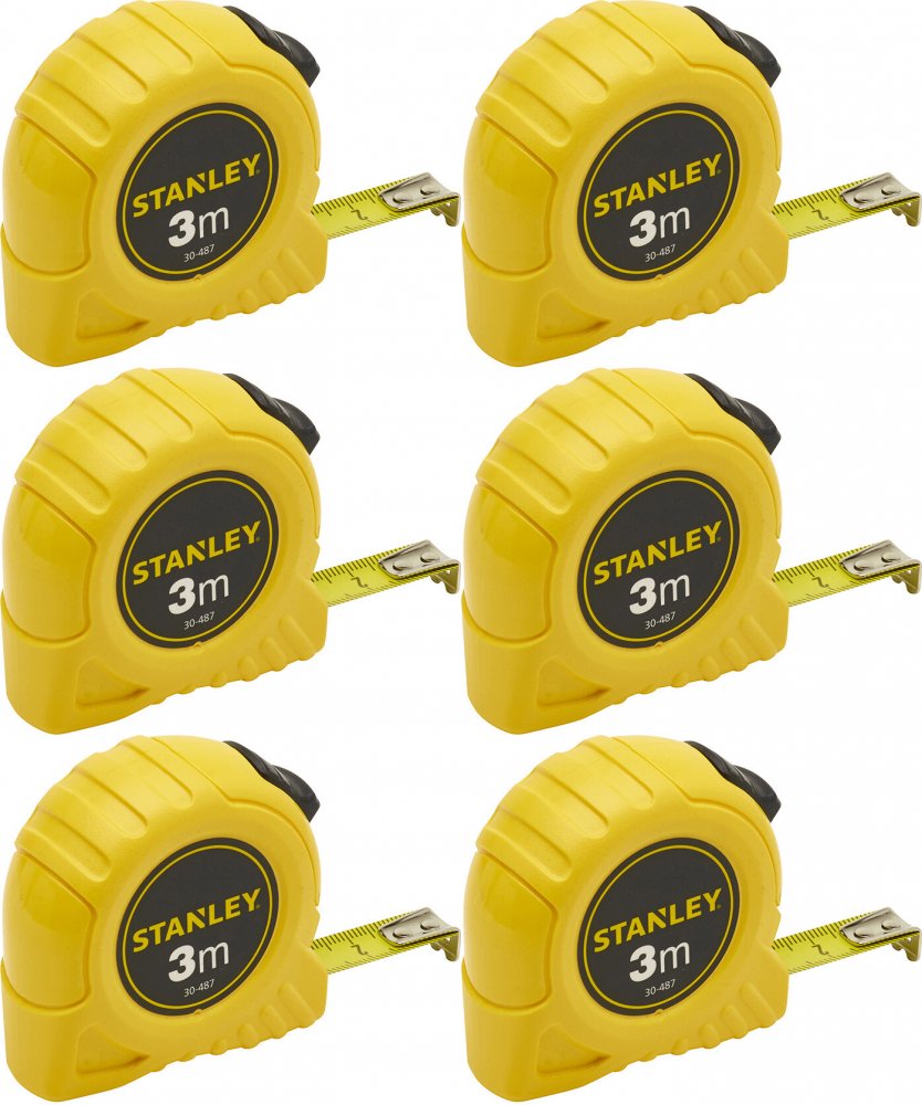 6x Miara zwijana Stanley, z blokadą, 3m, żółty