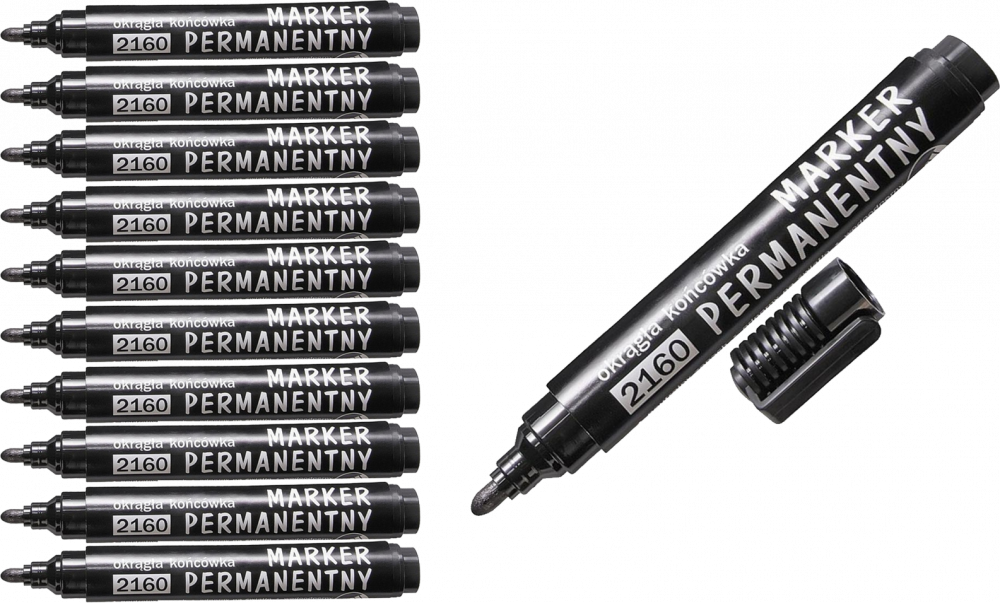 10x marker permanentny D.Rect, 2160, okrągła, 1-3mm, czarny