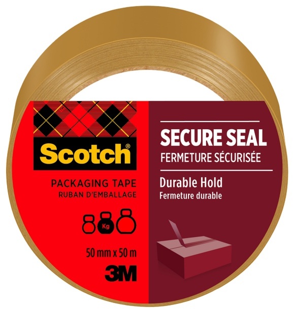 Taśma pakowa Scotch Secure Seal, 50mmx50m, brązowy