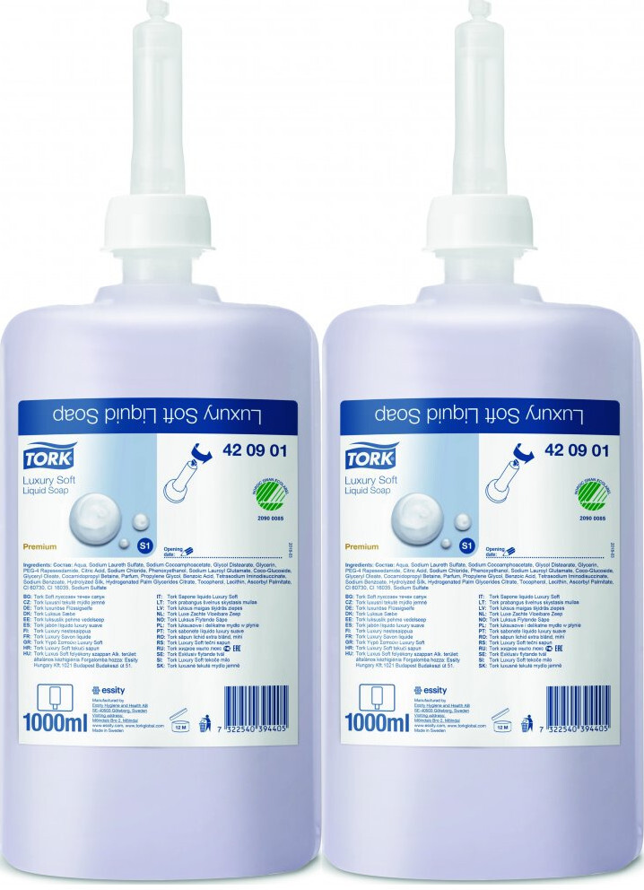 2x Mydło w płynie Tork 420901 Premium, do dozownika DM2, S1, Luxury Soap, jaśminowy, 1l