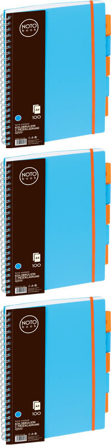 3x Kołonotatnik Grand NOTOBook, A4, w kratkę, 100 kartek, okładka PP, niebieski
