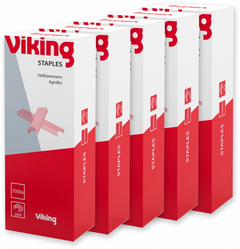 5x Zszywki Viking 26/6, 5000 sztuk, srebrny