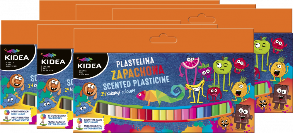 6x Plastelina zapachowa Kidea, 24 sztuki, mix kolorów