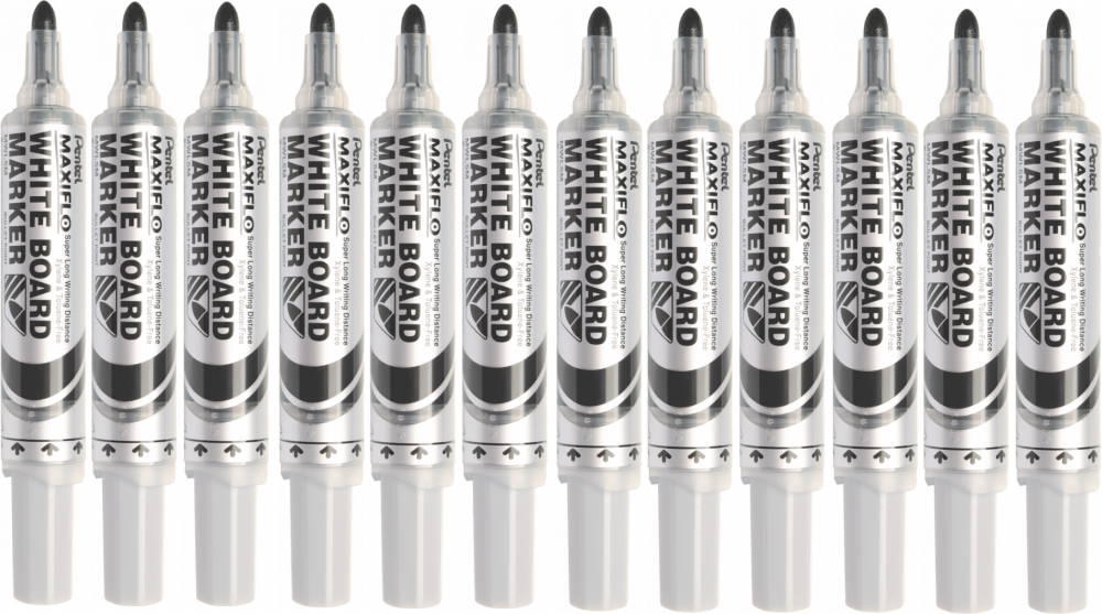 12x Marker suchościeralny Pentel Maxiflo MWL5M, z tłoczkiem, okrągła, 6mm, czarny