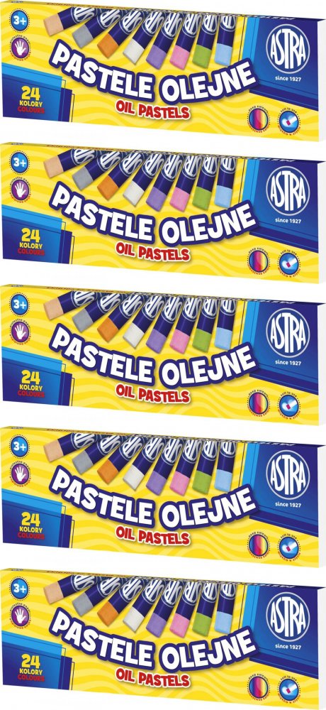 5x Pastele olejne Astra, 24 sztuki, mix kolorów