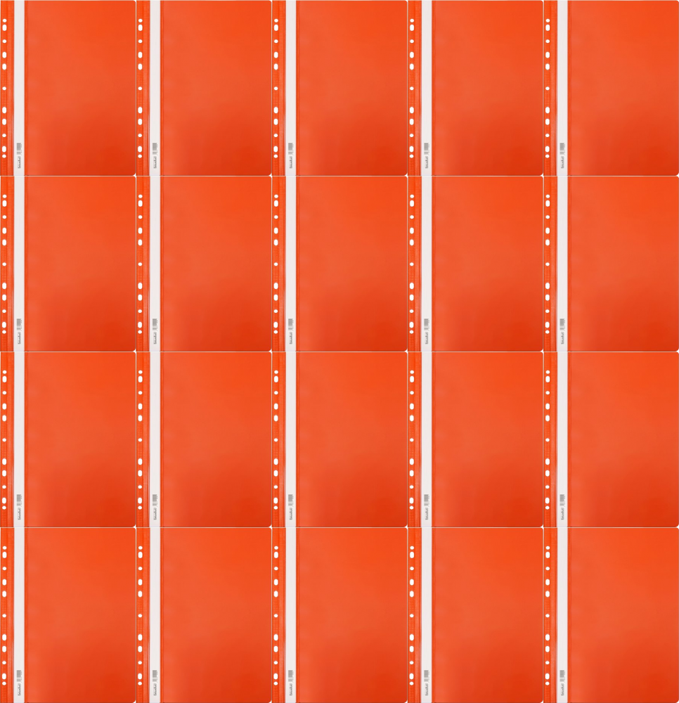 20x Skoroszyt plastikowy oczkowy Biurfol, twardy, A4, do 200 kartek, pomarańczowy