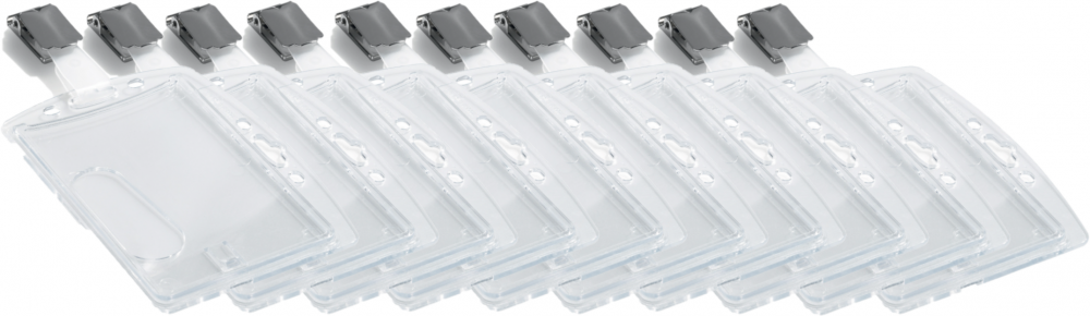 10x Etui na 1 kartę identyfikacyjną Durable, z klipem, 85x54mm, przezroczysty