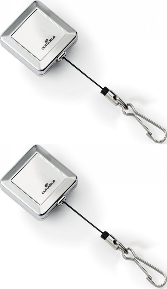 2x Mechanizm ściagający Durable Jojo Chrome Quadro, z karabińczykiem, linka 80 cm, 1 sztuka, srebrny
