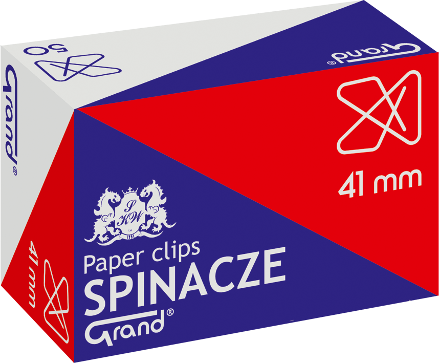 Spinacze Grand, krzyżowe, 41mm, 50 sztuk, srebrny