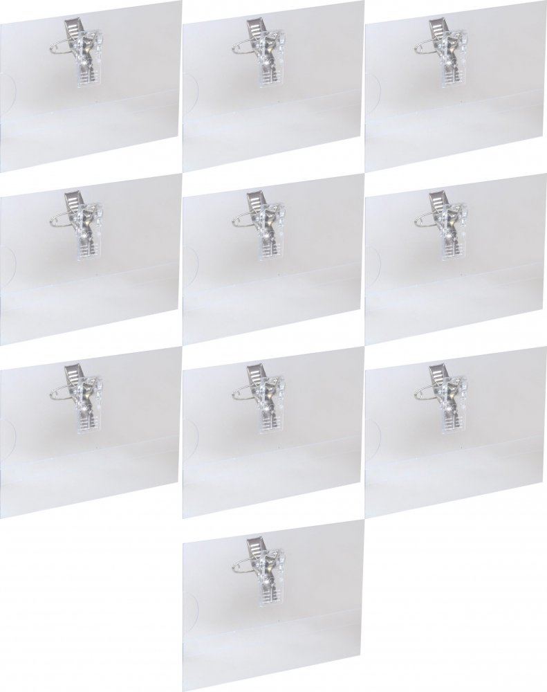 10x Identyfikator MemoBe, z klipsem i agrafką, 87x53mm, 1 sztuka, przezroczysty