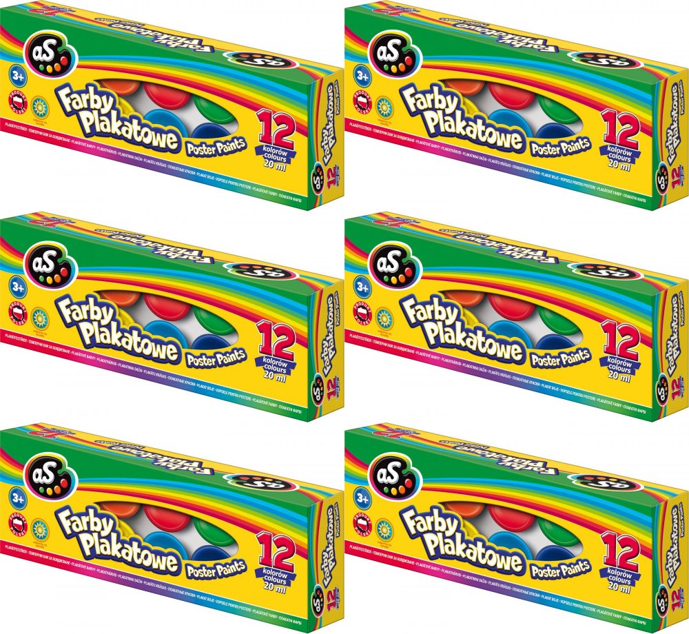 6x Farby plakatowe Astra AS, 20ml, 12 sztuk, mix kolorów