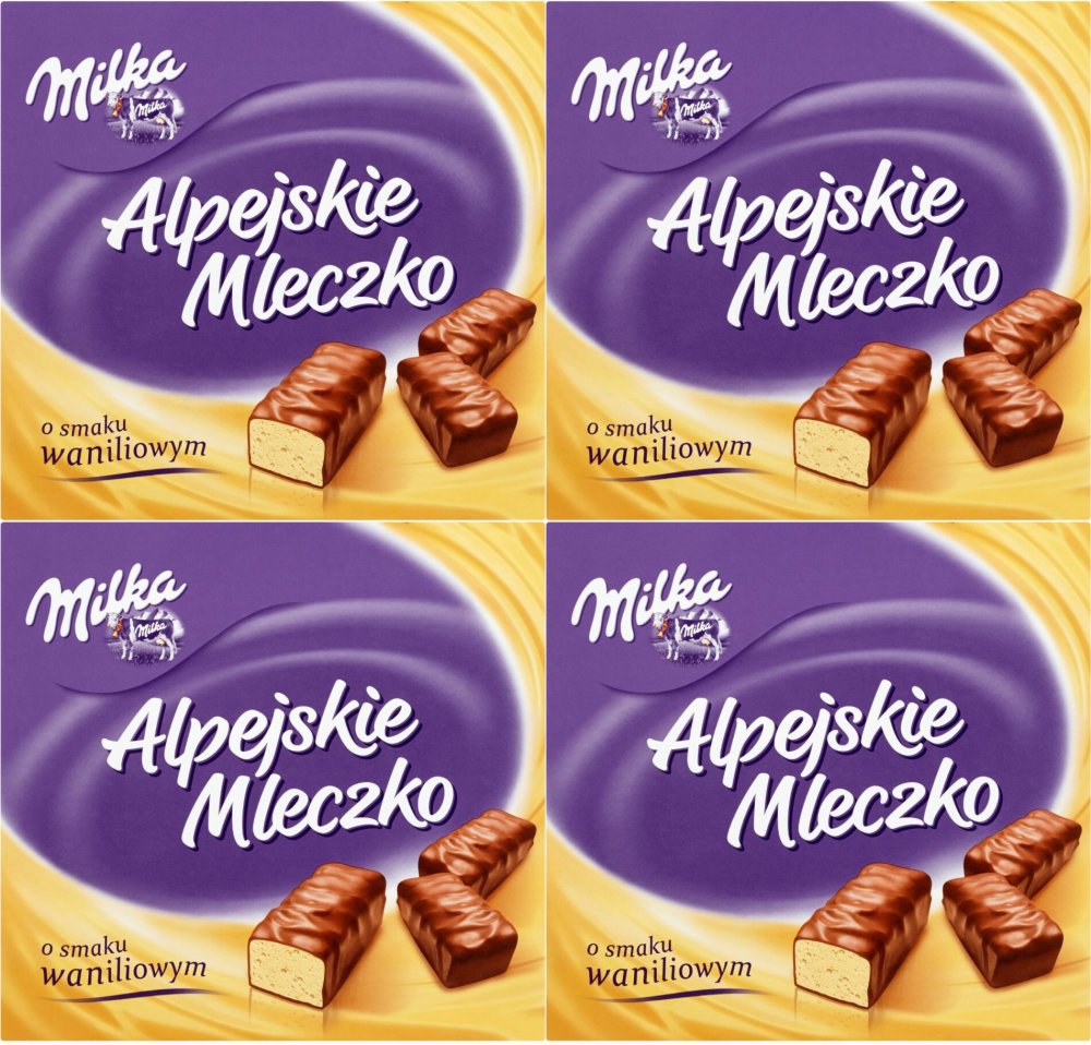4x Bombonierka Alpejskie Mleczko Milka, waniliowe, 330g