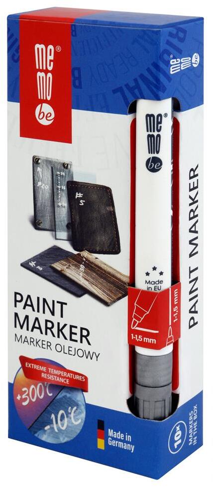 10x Marker olejowy MemoBe MM300, okrągła, 1-1.5mm, srebrny