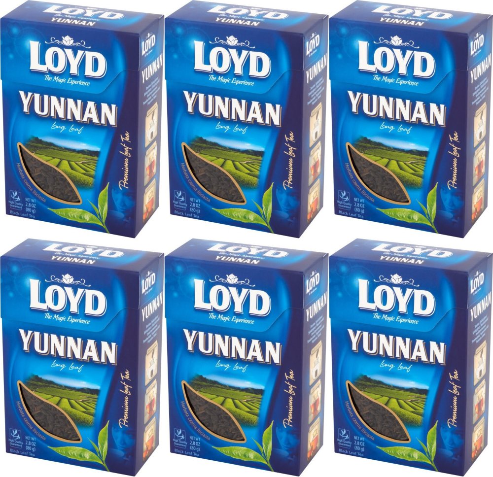 6x Herbata czarna liściasta Loyd Yunnan, 80g