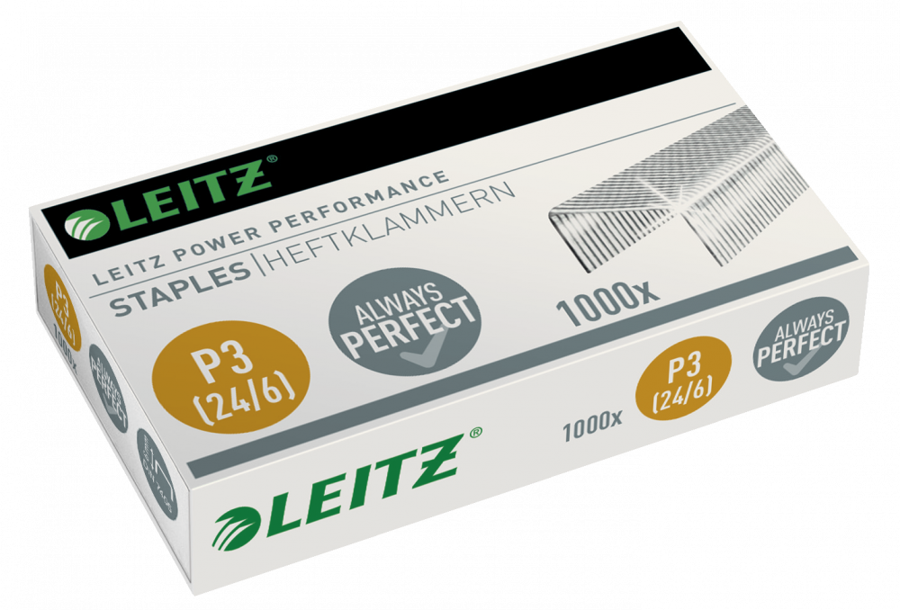 Zszywki wytrzymałe Leitz Power Performance, 24/6, 1000 sztuk, srebrny