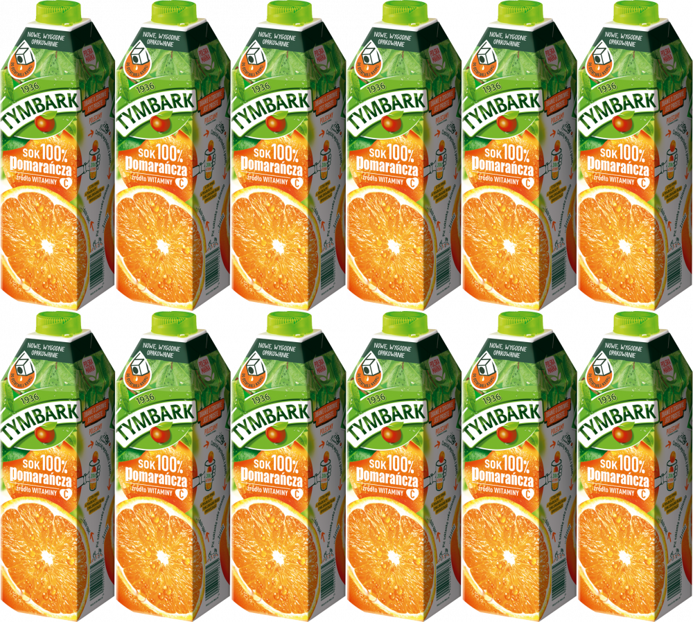 12x Sok pomarańczowy Tymbark, karton, 1l