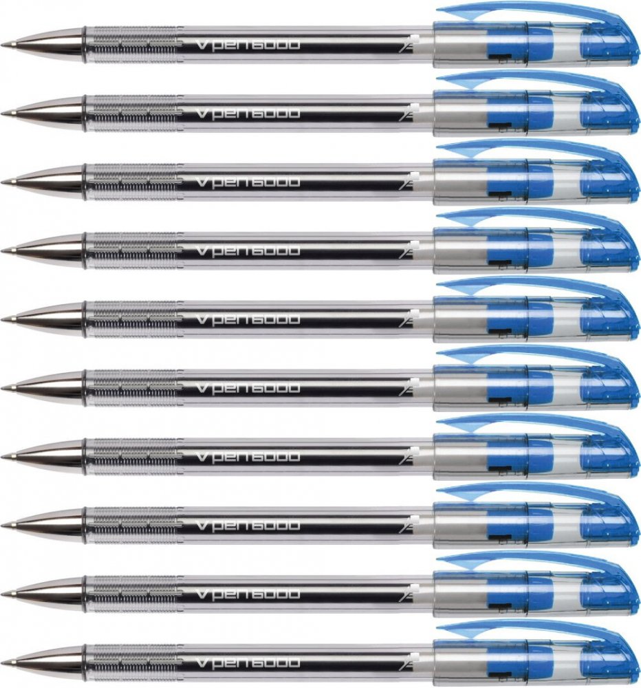 10x Długopis Rystor, V-Pen 6000, 0.7mm niebieski
