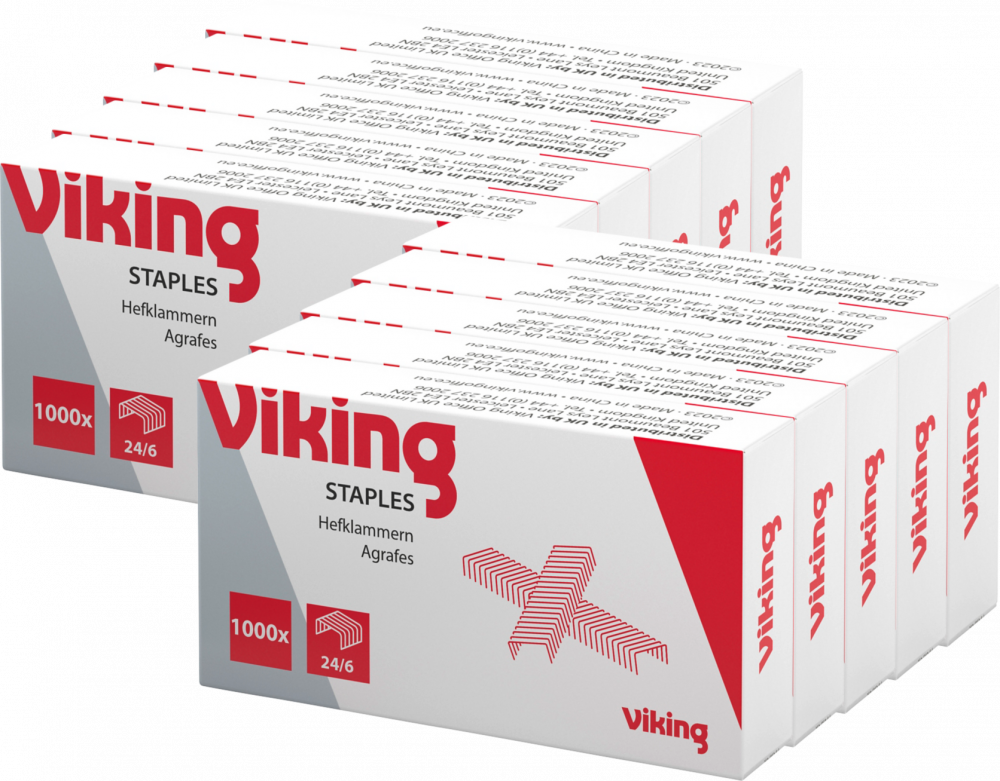10x Zszywki Viking 24/6, 1000 sztuk, srebrny