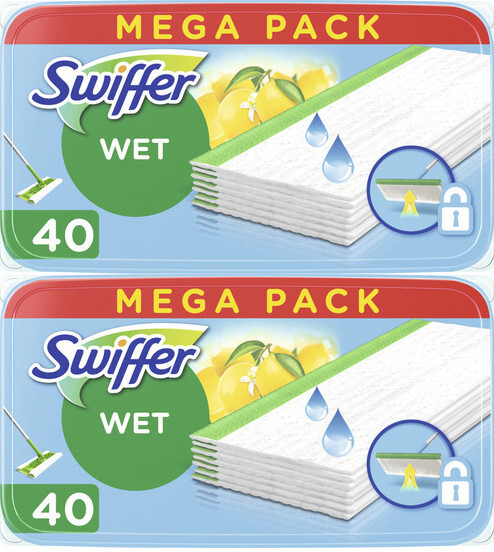 2x Ściereczki do mopa Swiffer Wet, mokre, cytrynowy, 40 sztuk