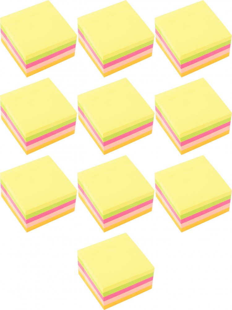 10x Karteczki samoprzylepne D.Rect, 76x76mm, 400 karteczek, mix kolorów neonowych