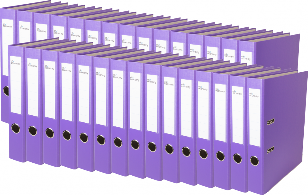 30x Segregator A4 Ofix Economy, 50mm, do 350 kartek, fioletowy