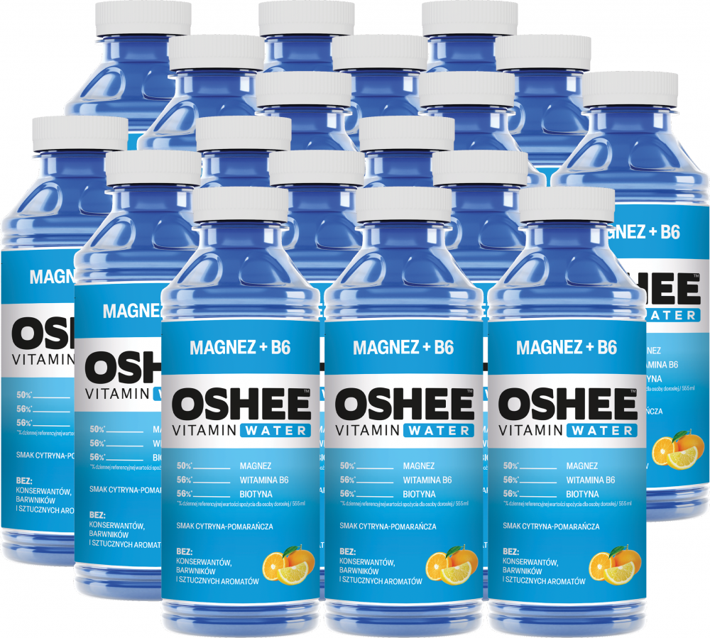 18x Napój niegazowany Oshee Vitamin Water Magnez + B6, butelka PET, 0.555l