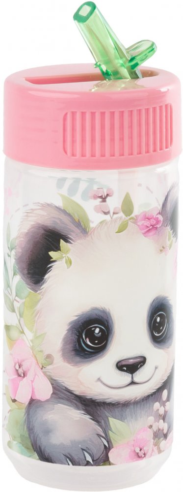 Bidon na wodę Derform Panda, 330ml, przezroczysty