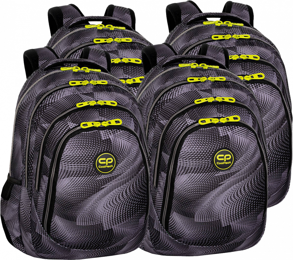 4x Plecak szkolny CoolPack Drafter 3 Hurricane, trzykomorowy, 27l, 44.5x32x19cm, szaro-czarny