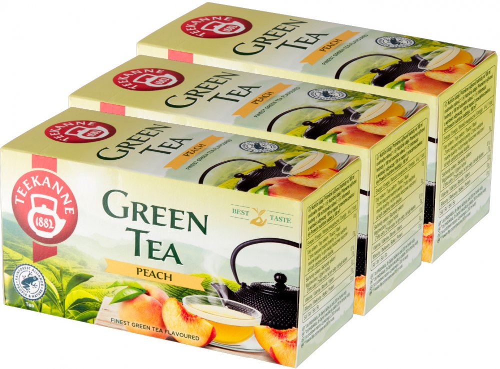 3x herbata zielona smakowa w kopertach Teekanne Green Tea Peach, brzoskwinia, 20 sztuk x 1.75g