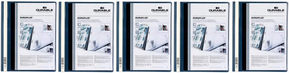 5x Skoroszyt plastikowy Duraplus Durable, A4, prezentacyjny, granatowy