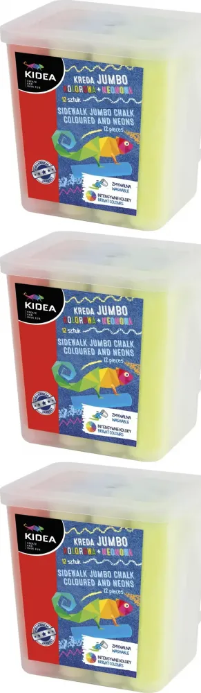 3x Kreda Kidea Jumbo, 12 sztuk, mix kolorów