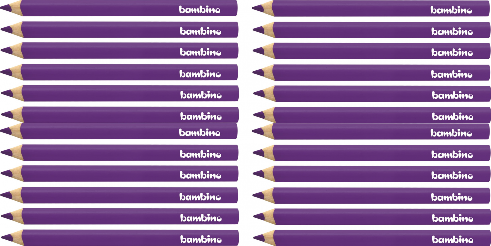 2x Kredki Bambino, w oprawie drewnianej, trójkątne, 12 sztuk, fioletowy