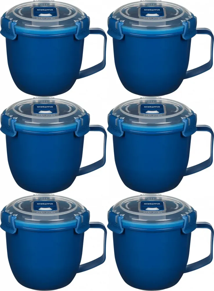 6x Kubek na zupę Sistema Microwave, 565ml, mix kolorów