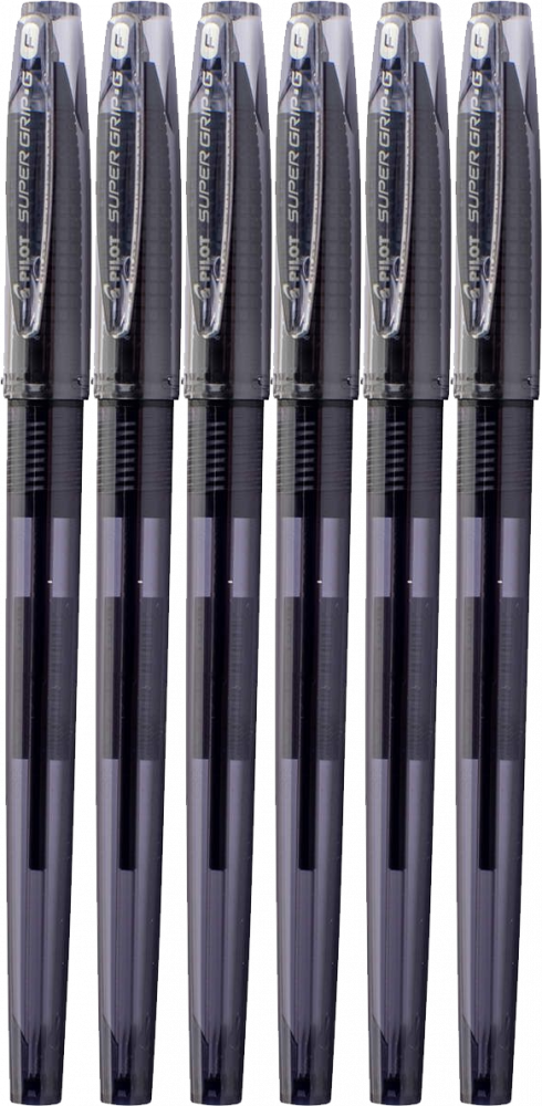 6x Długopis Pilot, Super Grip G, 0.7 mm, czarny