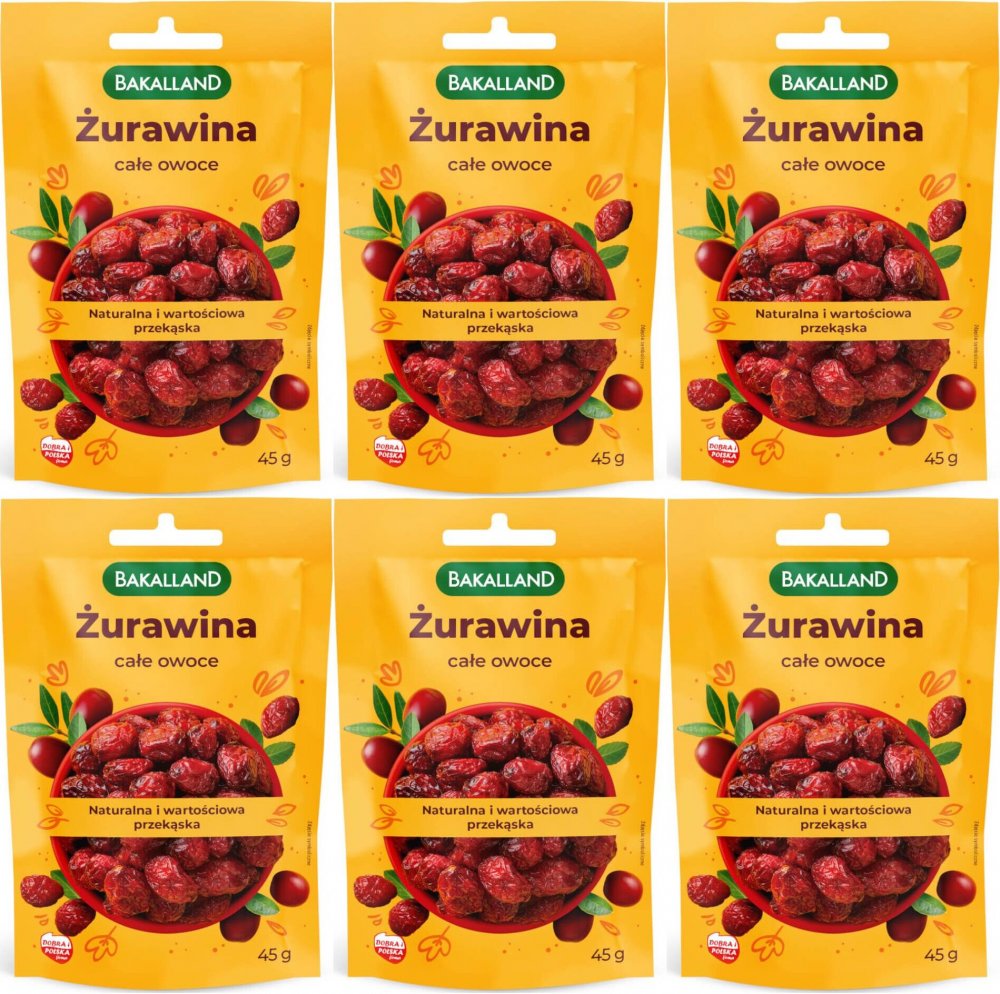 6x Żurawina całe owoce Bakalland, 45g