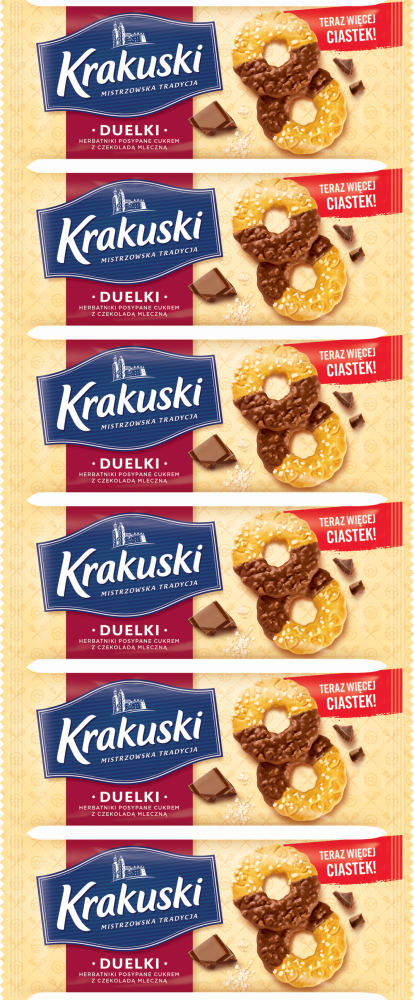 6x Herbatniki Krakuski Duelki, z czekoladą, 181g