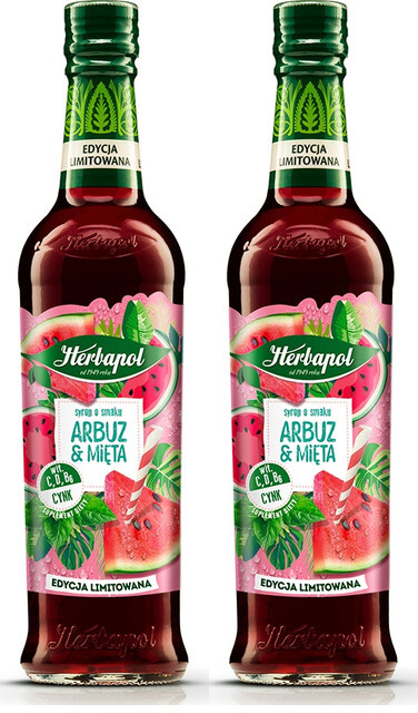 2x Syrop Herbapol Sezonowe Smaki, arbuz i mięta, 420ml