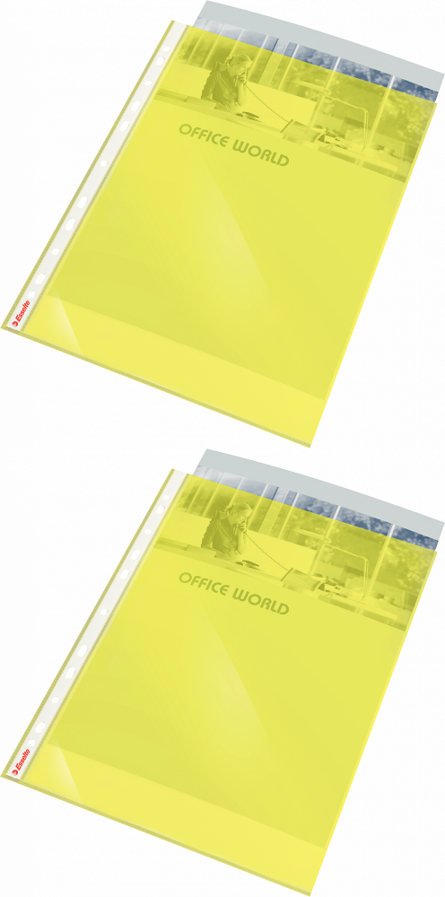 2x Koszulki krystaliczne Esselte, A4, 55μm, 10 sztuk, transparentny żółty